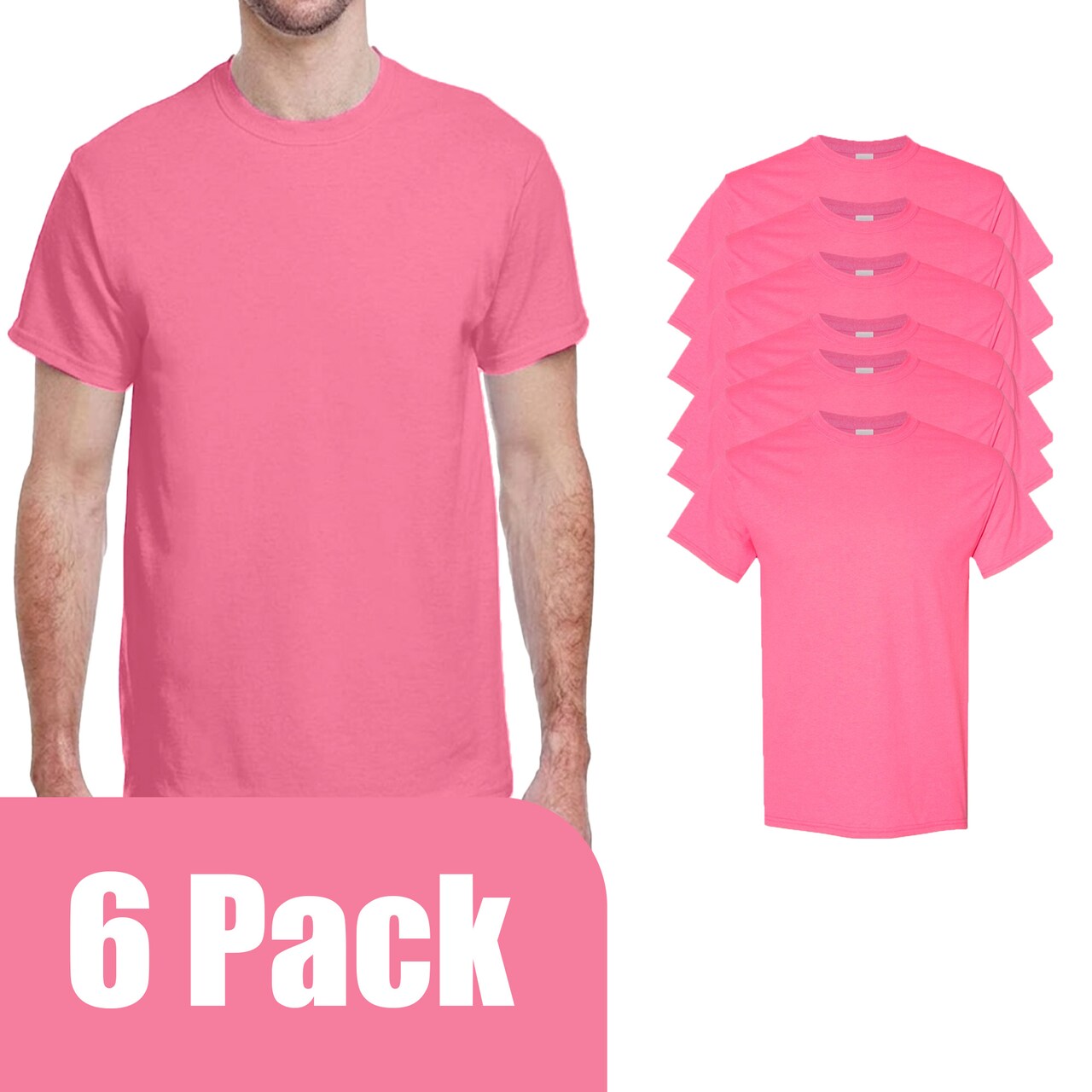 Gildan Unisex Safety Pink Crewneck T-Shirt Blanks for Crafting, Short Sleeve Printing Tee